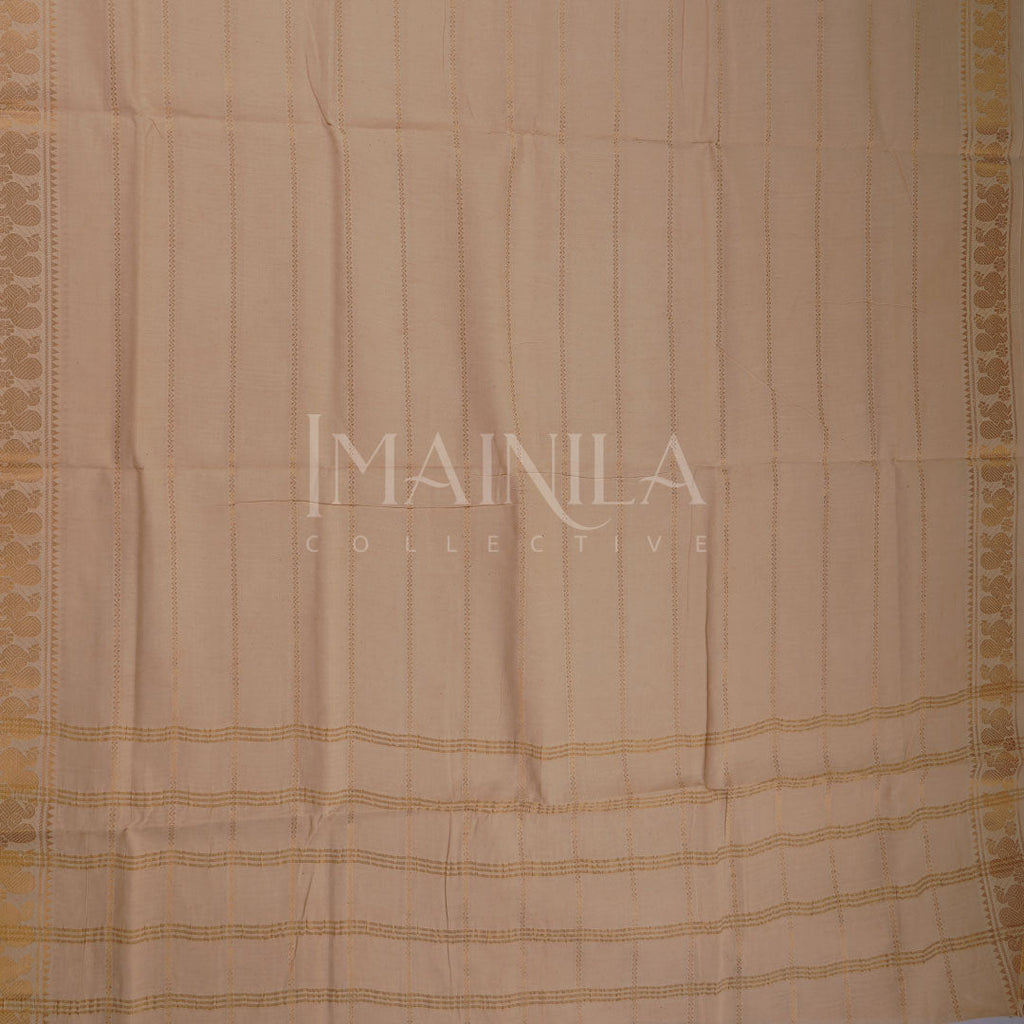 Beige Handwoven Sungudi Saree