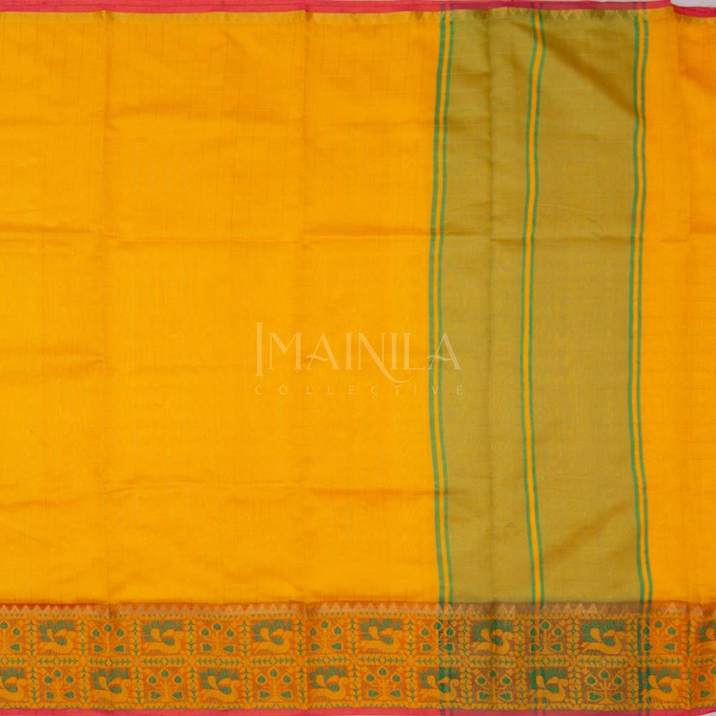 Dark Yellow Silk Cotton Saree