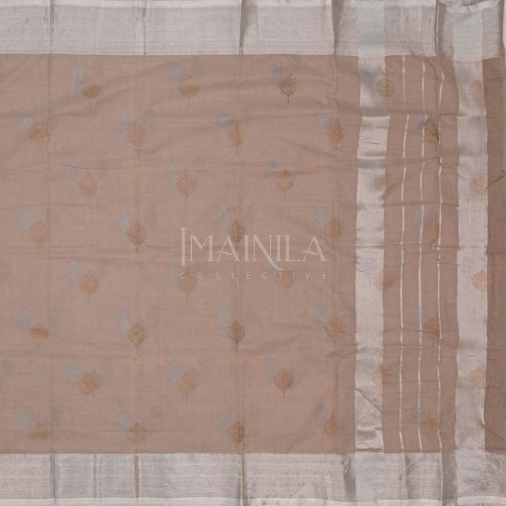 Beige Silk Cotton Saree - Imainila