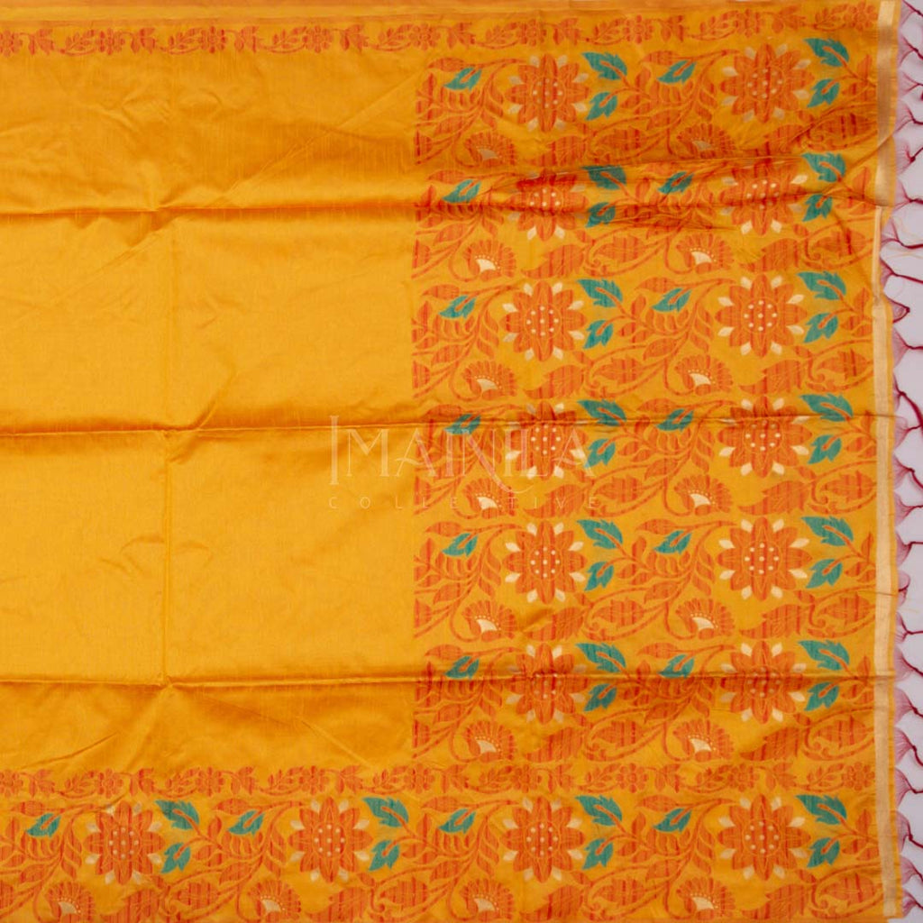 Dark Yellow Silk Cotton Saree