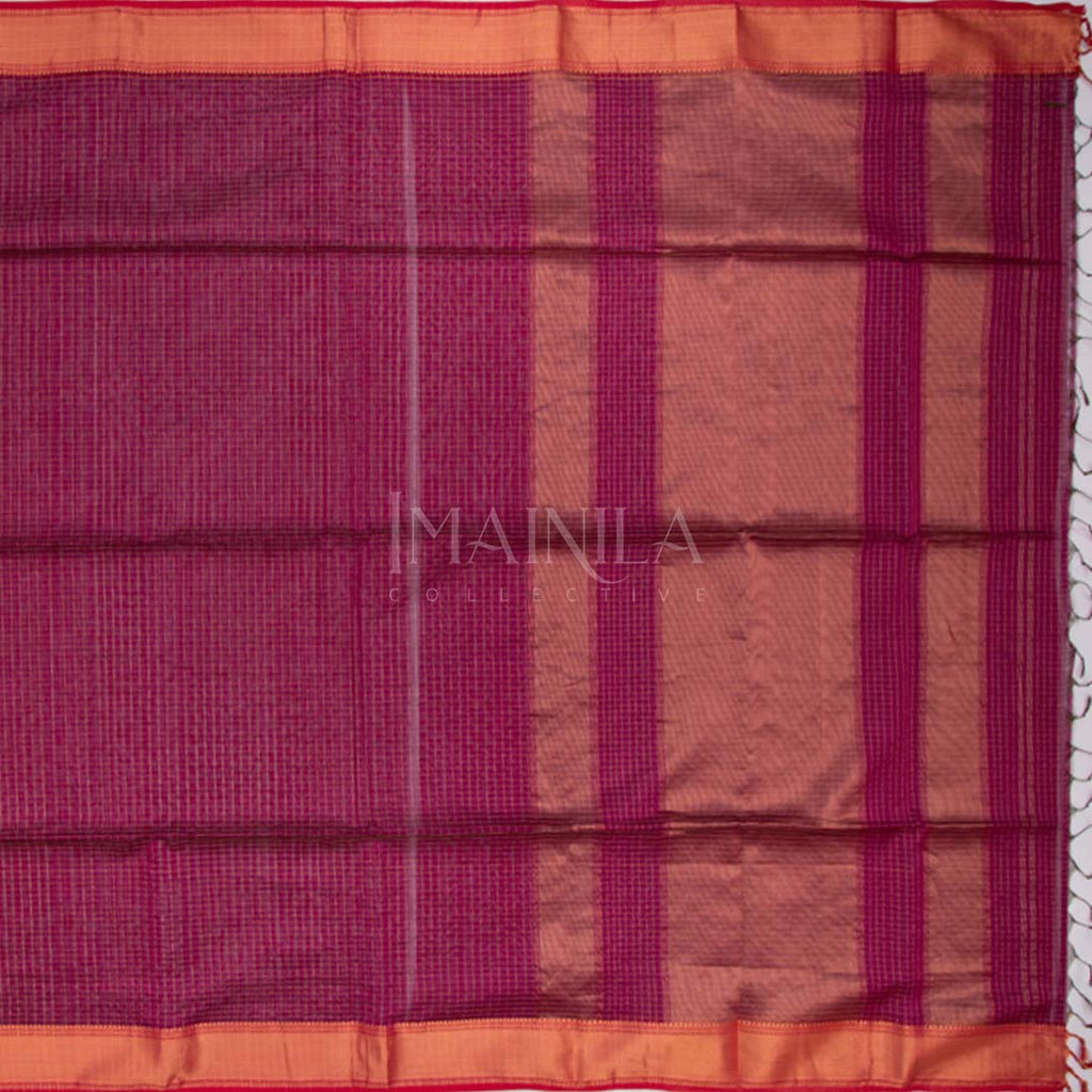 Dark Pink Maheshwari Silk Saree