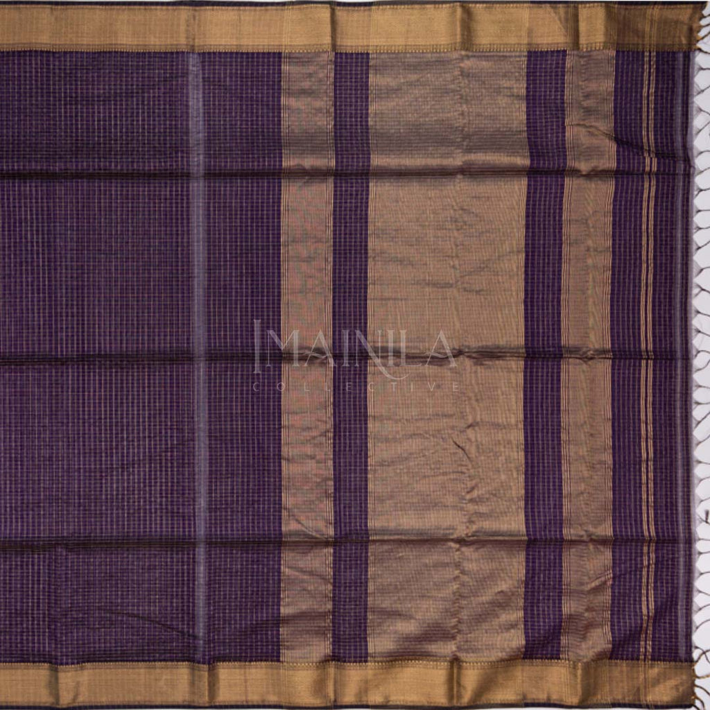 Dark Blue Maheshwari Silk Saree