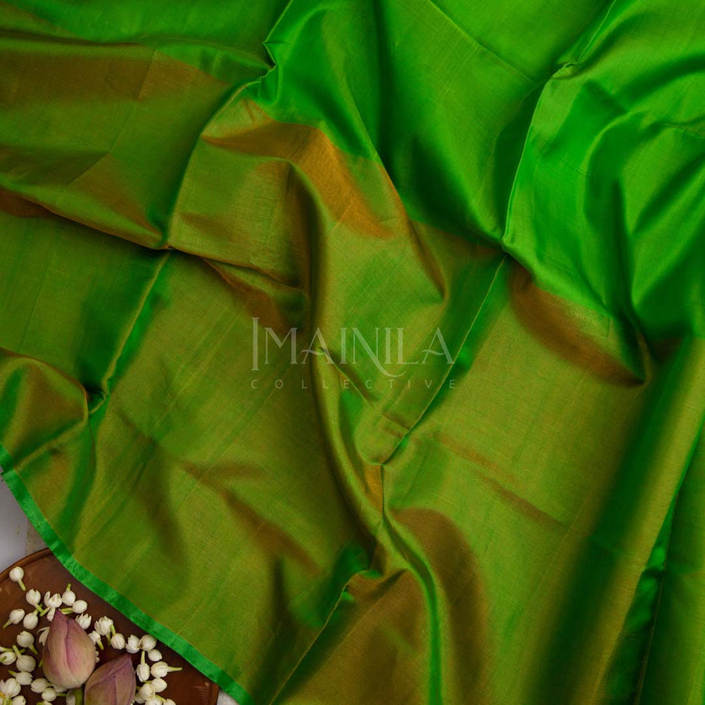 Dual Tone Light Green Soft Silk Saree