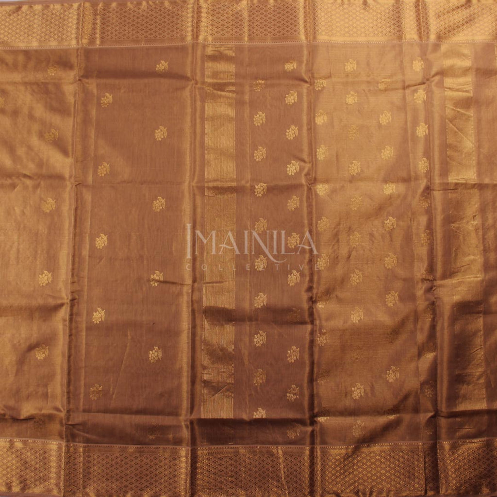 Gold handloom Maheshwari Tissue Silk Saree