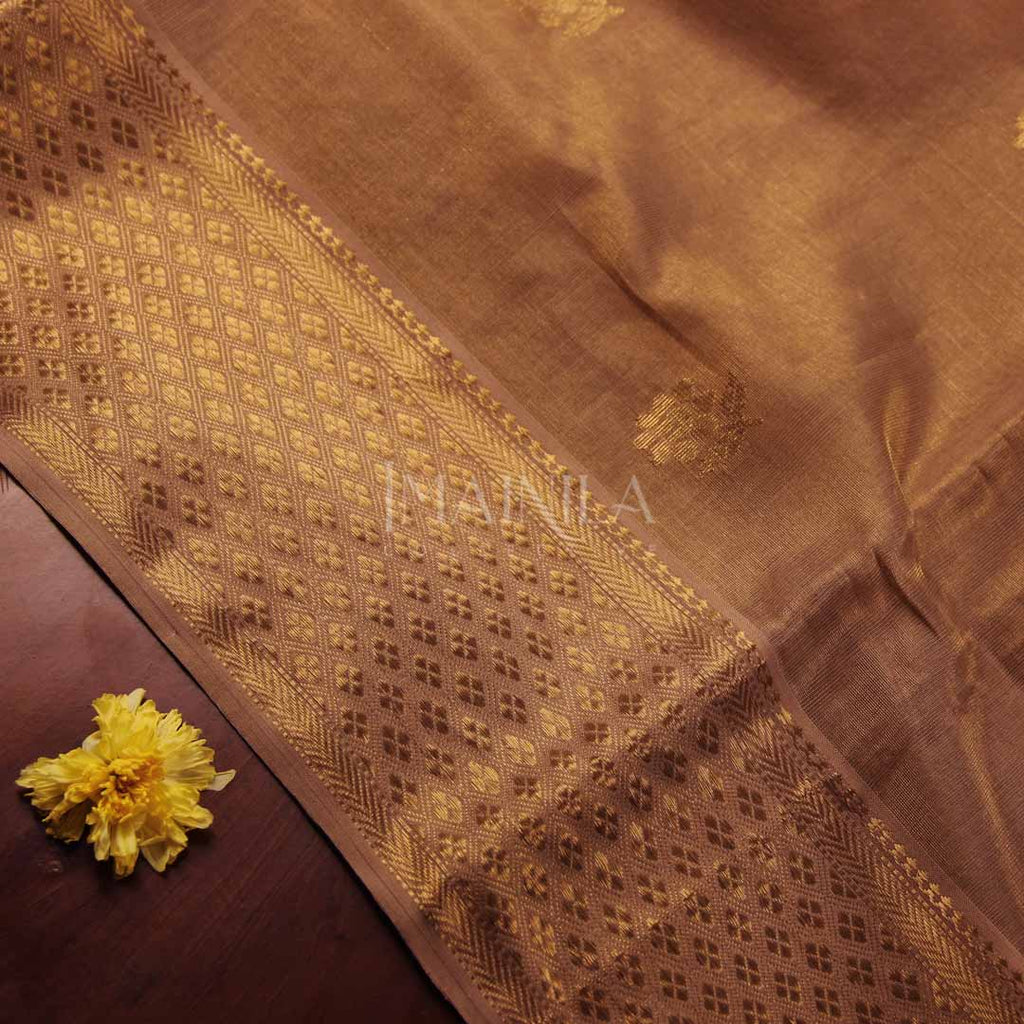 Gold handloom Maheshwari Tissue Silk Saree