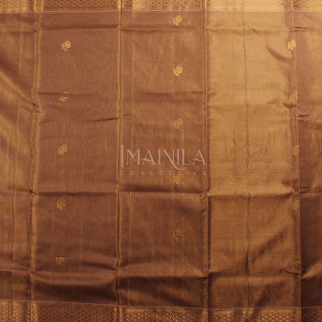 Gold handloom Maheshwari Tissue Silk Saree