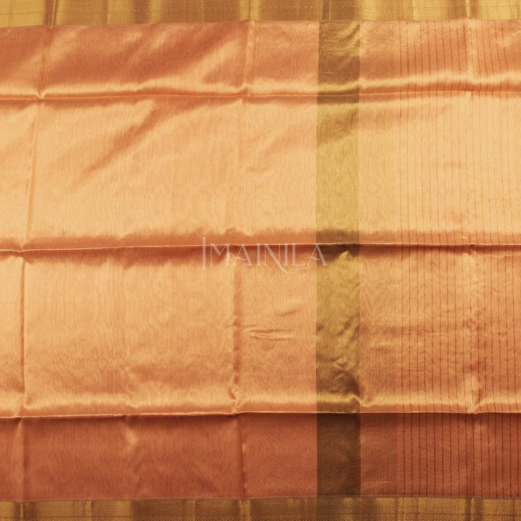 Peach handloom Tissue Maheshwari Silk Saree