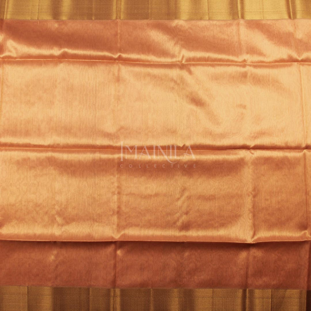 Peach handloom Tissue Maheshwari Silk Saree