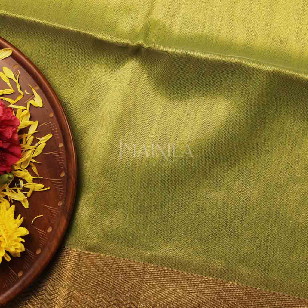 Light Green handloom Tissue Maheshwari Silk Saree