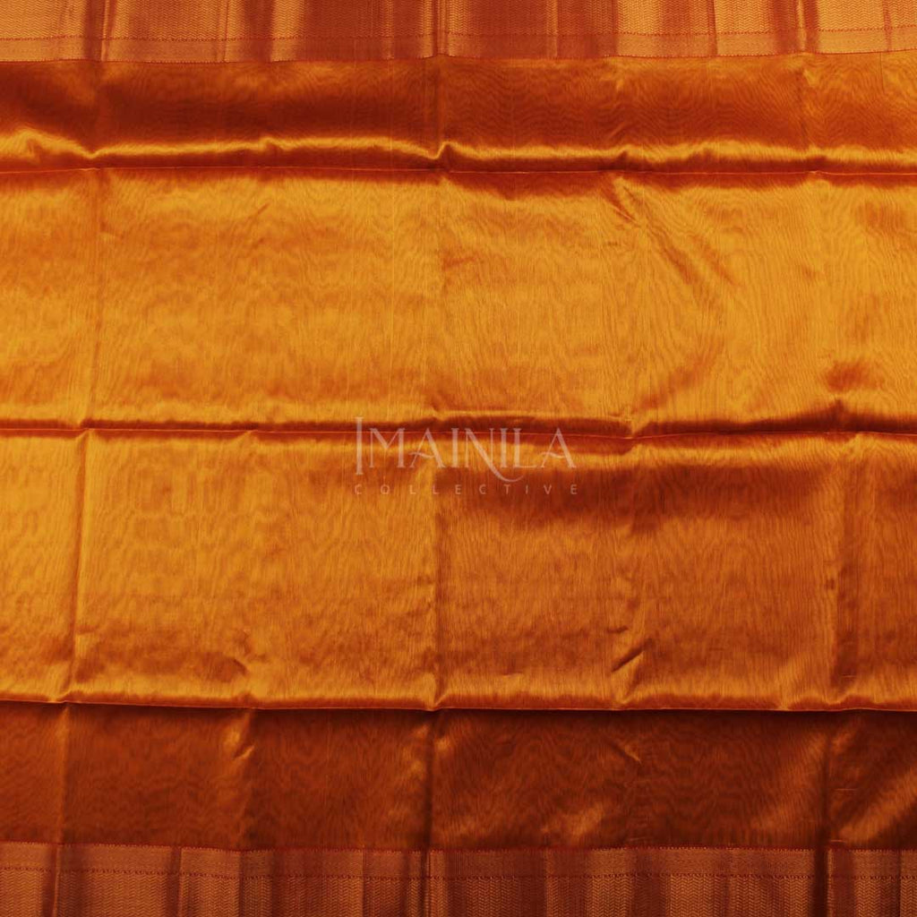 Mustard Yellow handloom Tissue Maheshwari Silk Saree