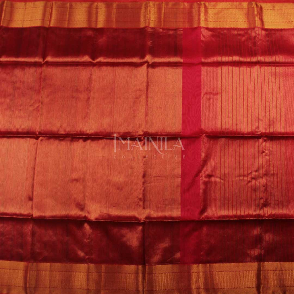 Dark Pink handloom Tissue Maheshwari Silk Saree