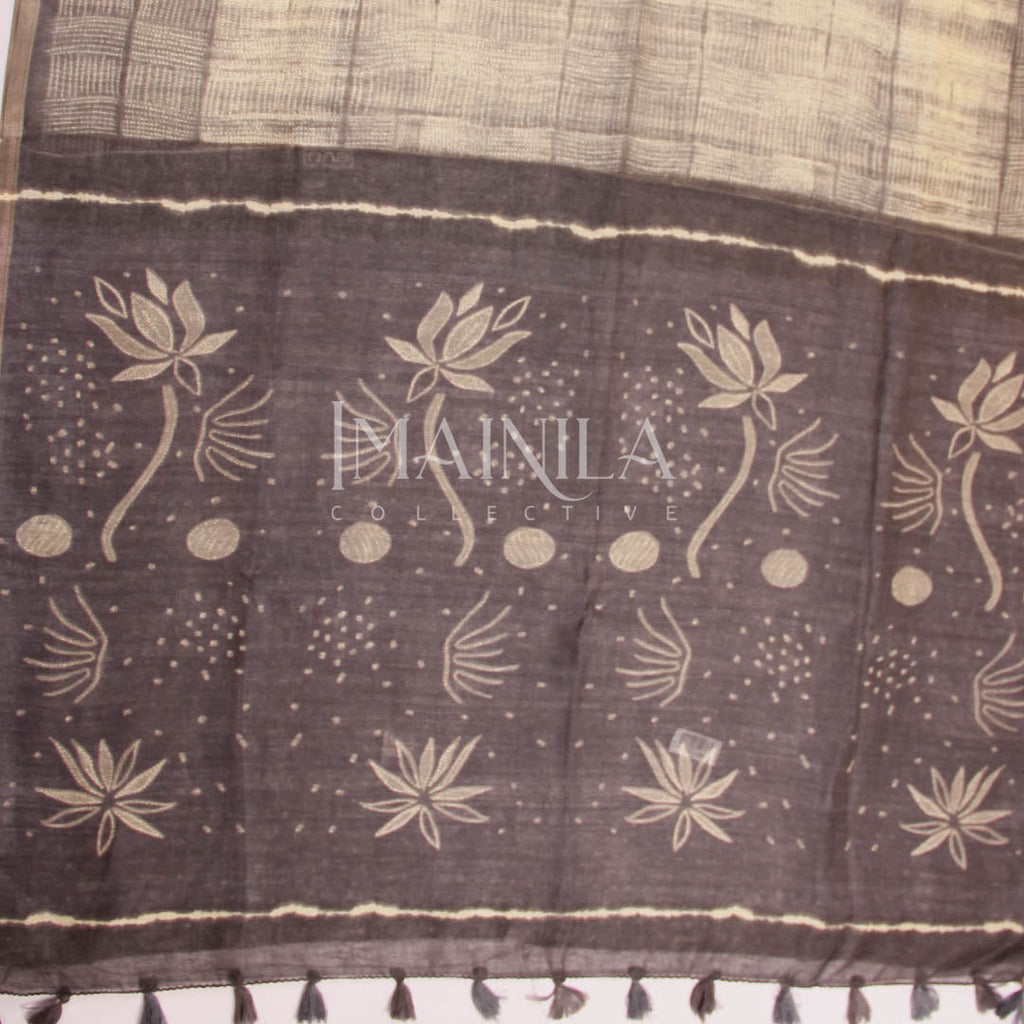 Dark grey Soft Silk Cotton Saree