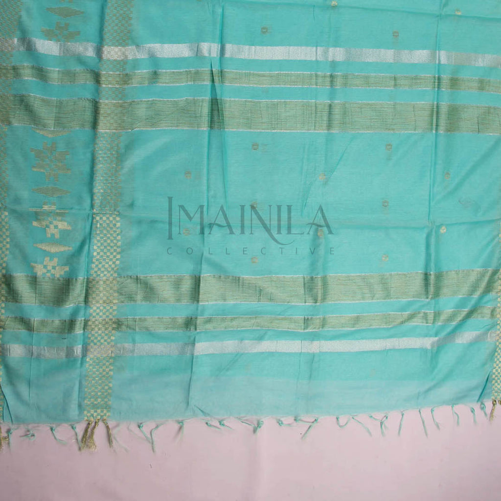 Sea Blue Linen Silk Saree