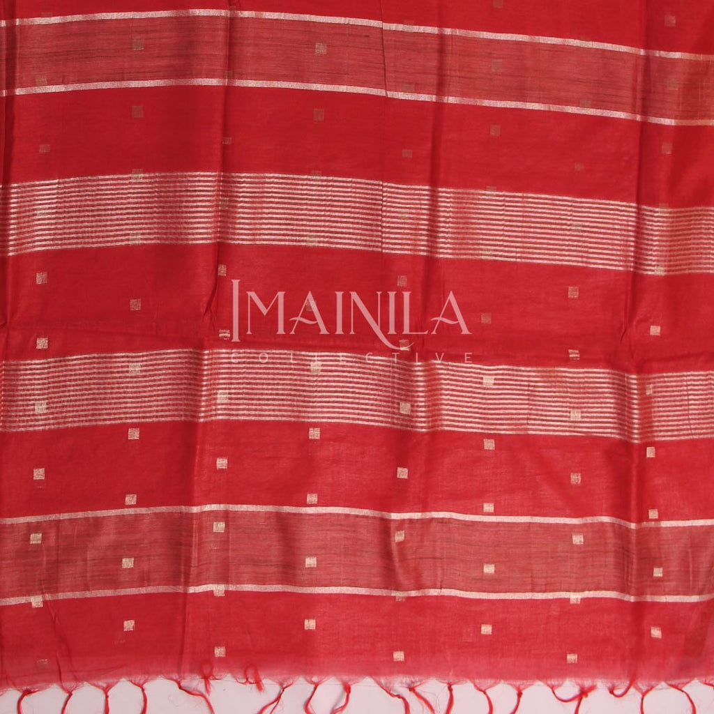 Red Color Linen Silk Saree