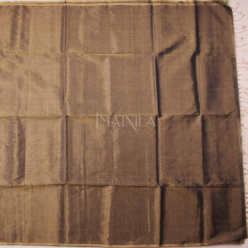 Grey handloom Tissue Maheshwari Silk Saree