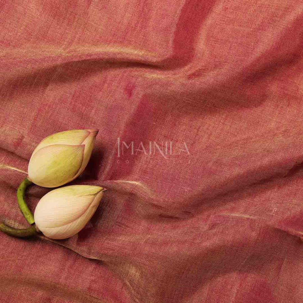 Pastel Pink handloom Tissue Maheshwari Silk Saree