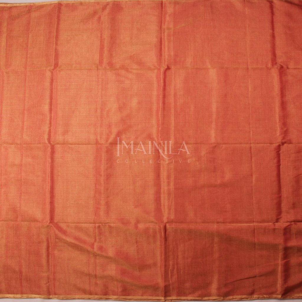 Peach handloom Tissue Maheshwari Silk Saree